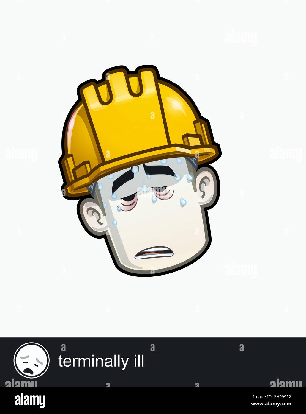 Ikone eines Bauarbeiters Gesicht mit unheilbar kranken emotionalen Ausdruck. Alle Elemente übersichtlich auf gut beschriebenen Ebenen und Gruppen. Stock Vektor