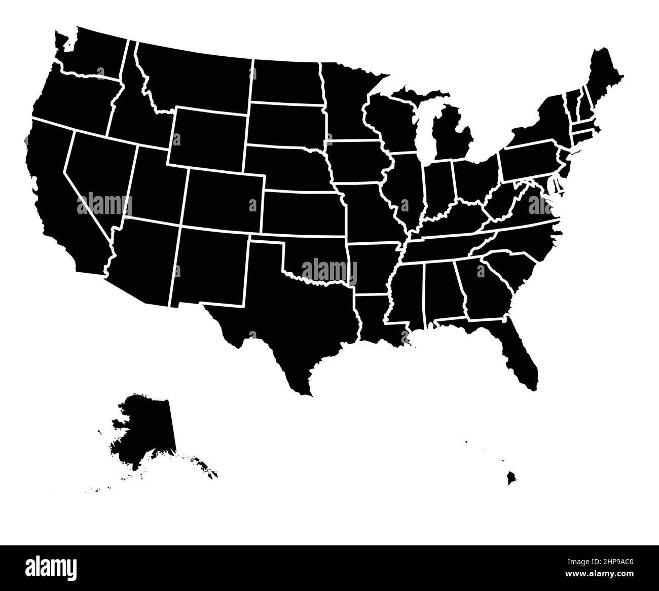 Die Grenzen der Vereinigten Staaten von Amerika Stock Vektor