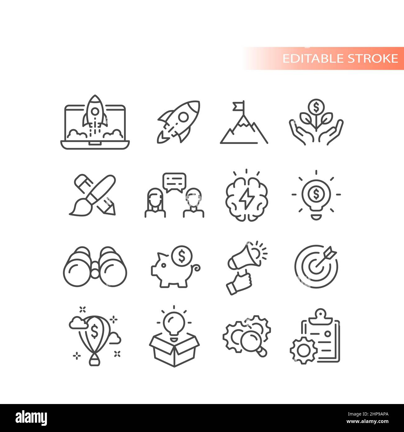 Wachsendes Geschäft, Start-up-Vektor-Symbol-Set Stock Vektor