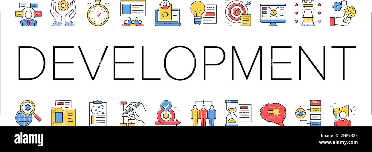 Project Development Collection Icons Set Vector . Stock Vektor