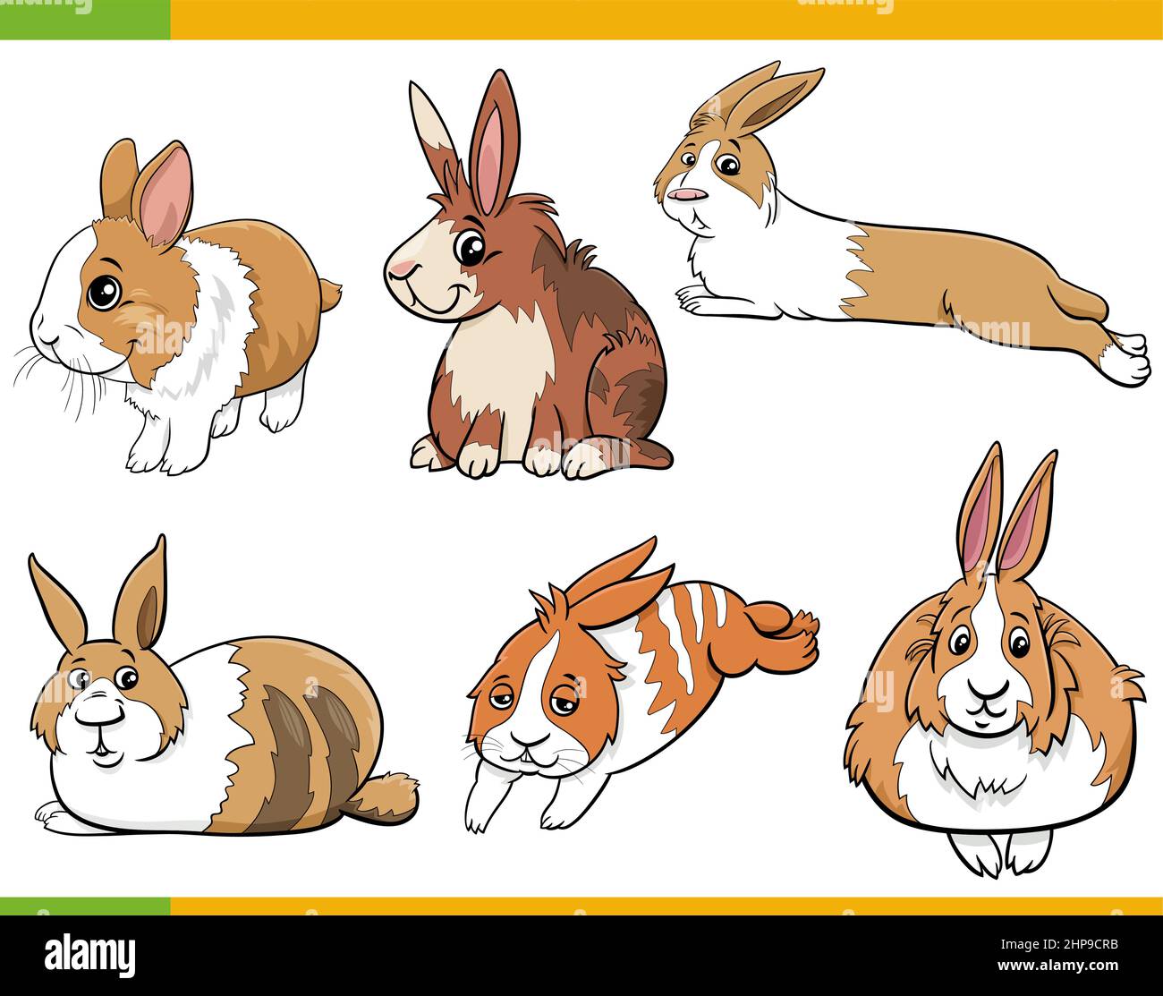 Cartoon Miniatur Kaninchen Tierfiguren gesetzt Stock Vektor