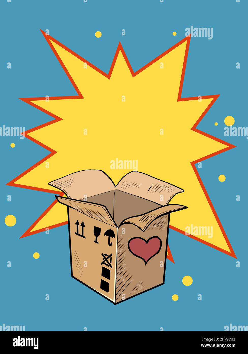 Leere Box öffnen valentine Überraschungsgruß, Liebe Romantik Stock Vektor