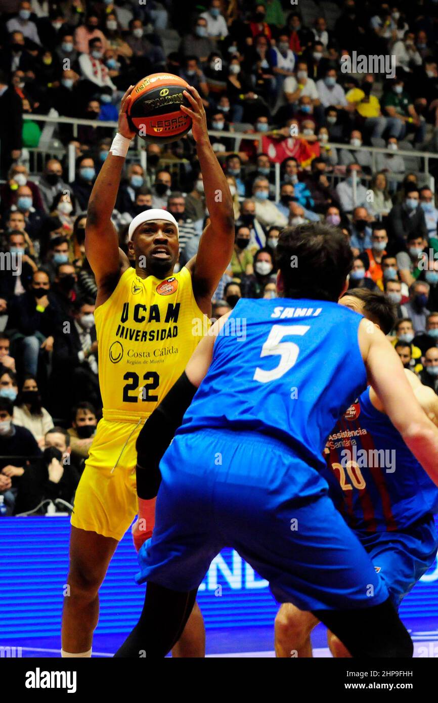 Granada, Spanien. 19th. Februar 2022. 19th. Februar 2022; Palace Municipal of Deportes; Granada; Andalusien; Spanien; Liga Endesa ACB; Halbfinale; Copa del Rey; FC Barcelona Barça vs UCAM Murcia; Isaiah Taylor (Murcia) 900/Cordon Press Credit: CORDON PRESS/Alamy Live News Stockfoto