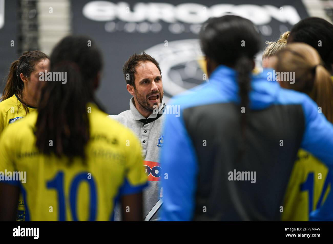 Emmanuel Mayonnade während der französischen Frauenmeisterschaft, Ligue Butagaz Energie, Play-offs Tag 5 Handballspiel zwischen Paris 92 und Metz HB am April Stockfoto