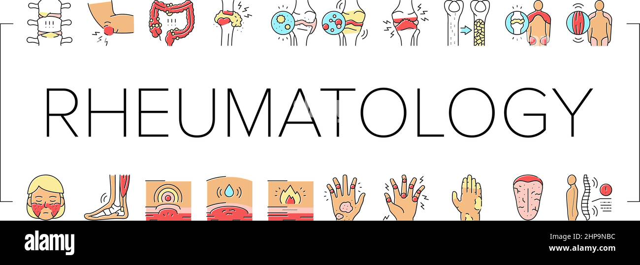 Rheumatologie-Krankheit Problem-Symbole Setzen Vektor . Stock Vektor