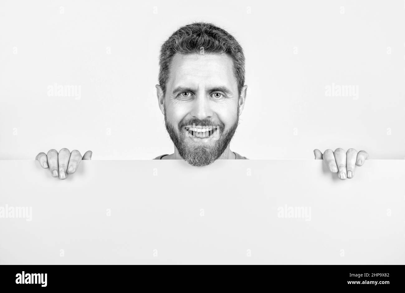 Guy Werbung. Ankündigung. Shopping Verkauf und Rabatt. Produktpräsentation. Stockfoto