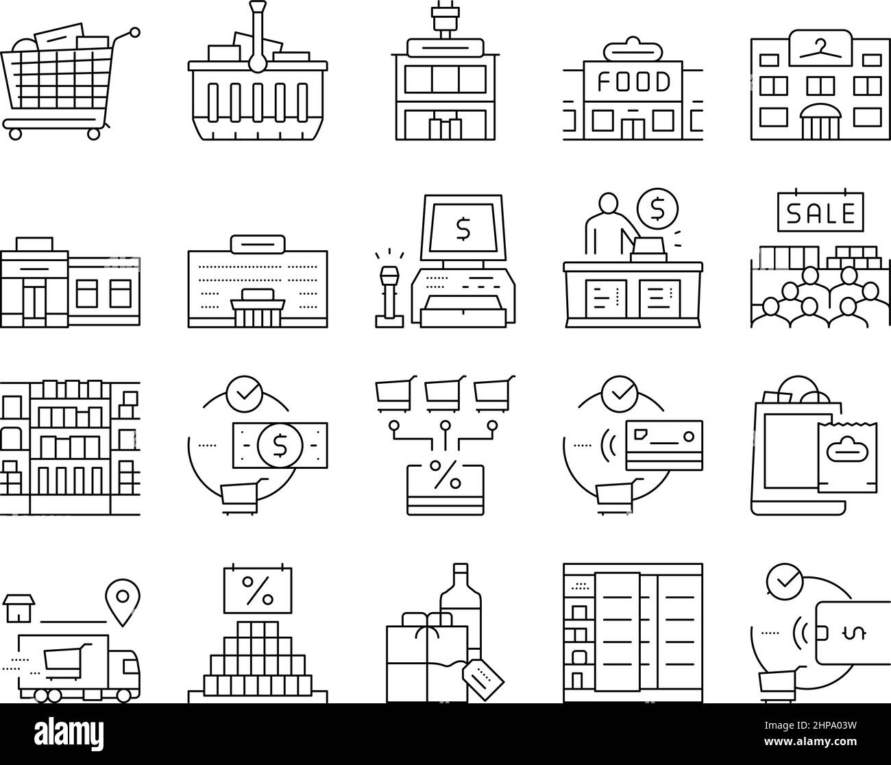 Käufe Und Shopping Collection Icons Set Vector . Stock Vektor
