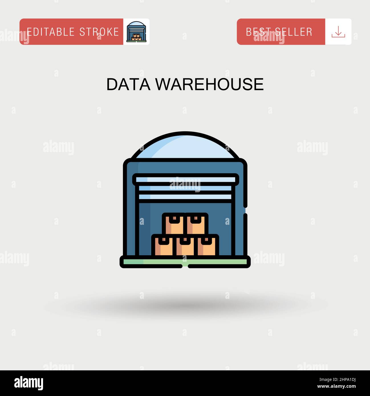 Einfaches Vektorsymbol für Data Warehouse. Stock Vektor
