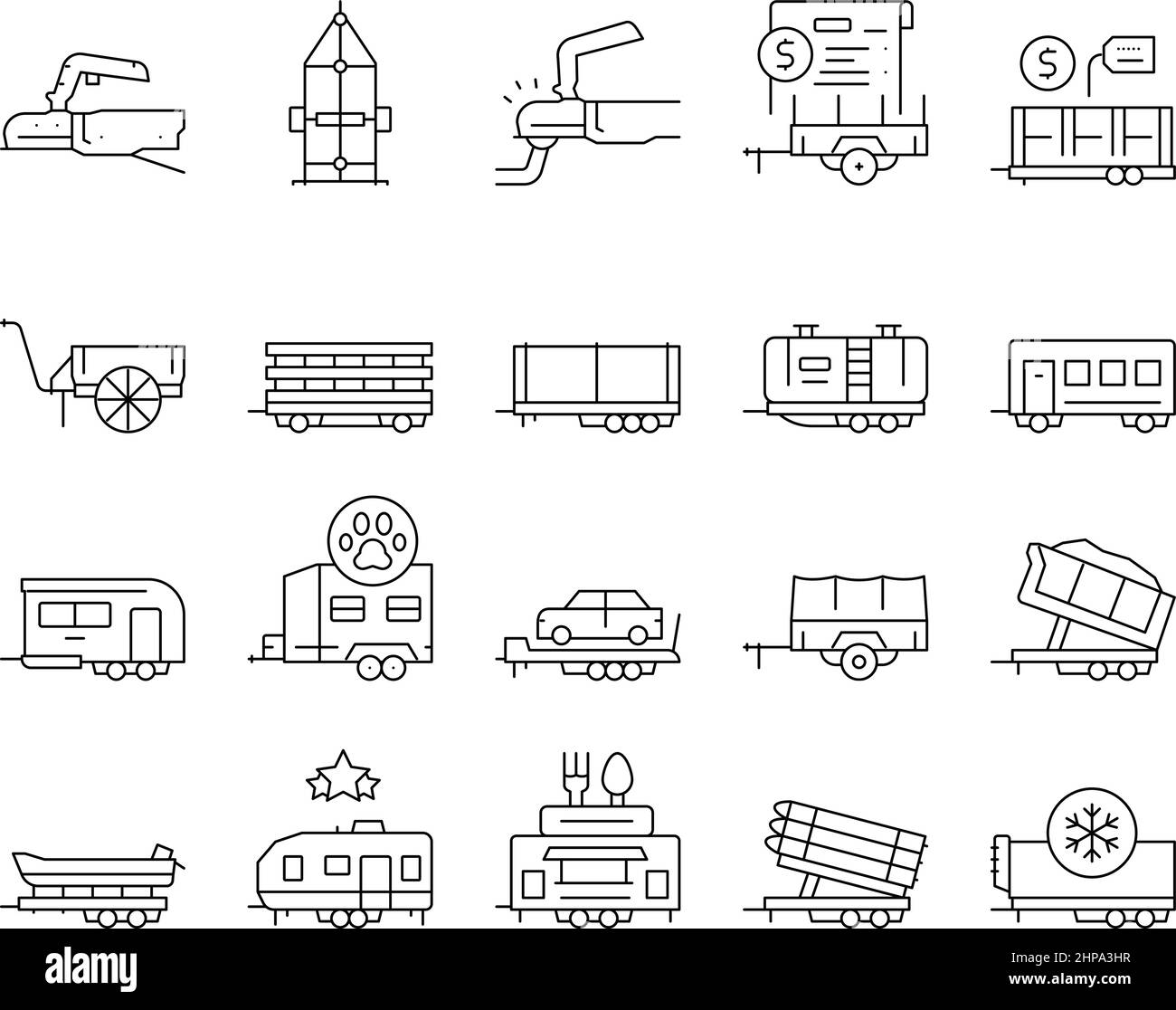 Anhänger Transport Collection Icons Set Vector . Stock Vektor