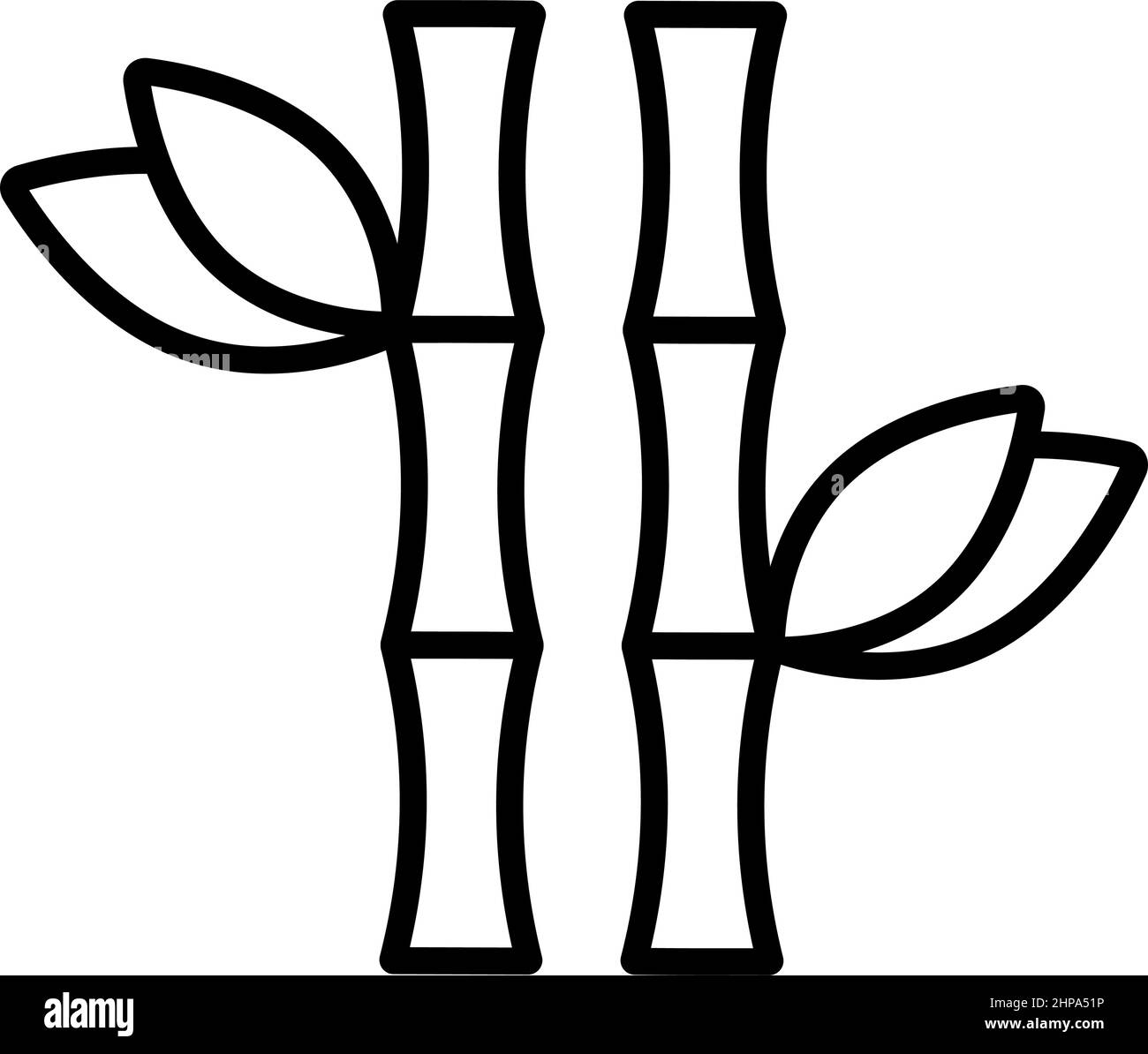 Bambusstamm mit Symbol für die Linie der Blätter, Vektorgrafik Stock Vektor