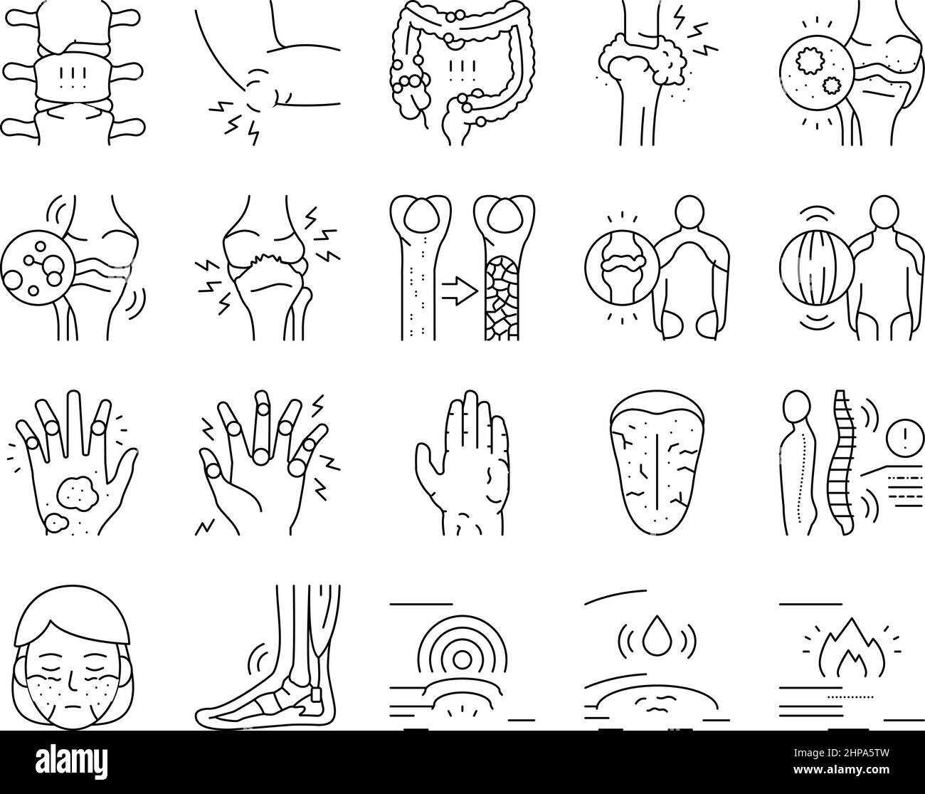 Rheumatologie-Krankheit Problem-Symbole Setzen Vektor . Stock Vektor