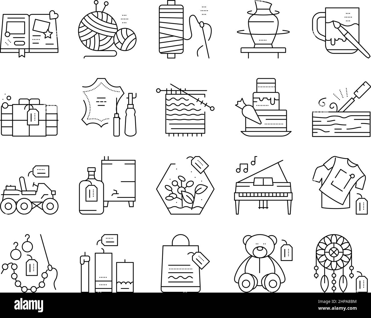 Diy Handwerk Handgefertigte Sammlung Icons Set Vektor . Stock Vektor