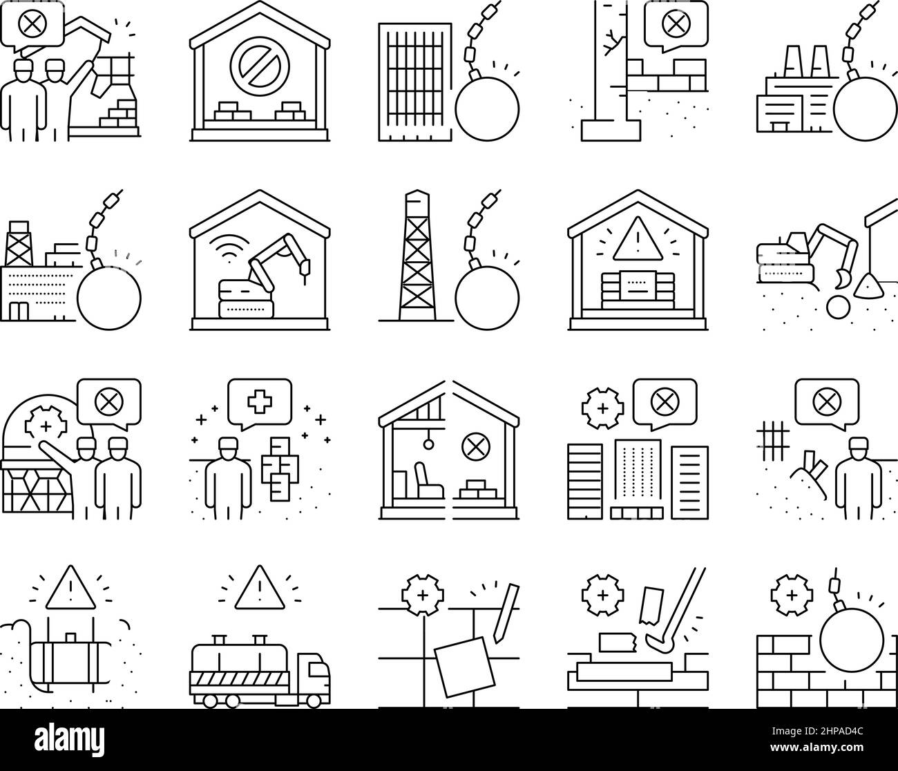 Demontage Konstruktionsprozess Icons Set Vector . Stock Vektor