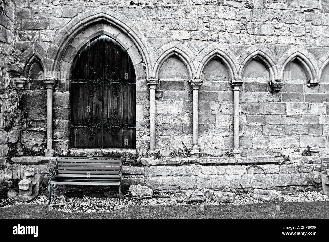 Gotische Bogengänge, Bolton Abbey, North Yorkshire Stockfoto