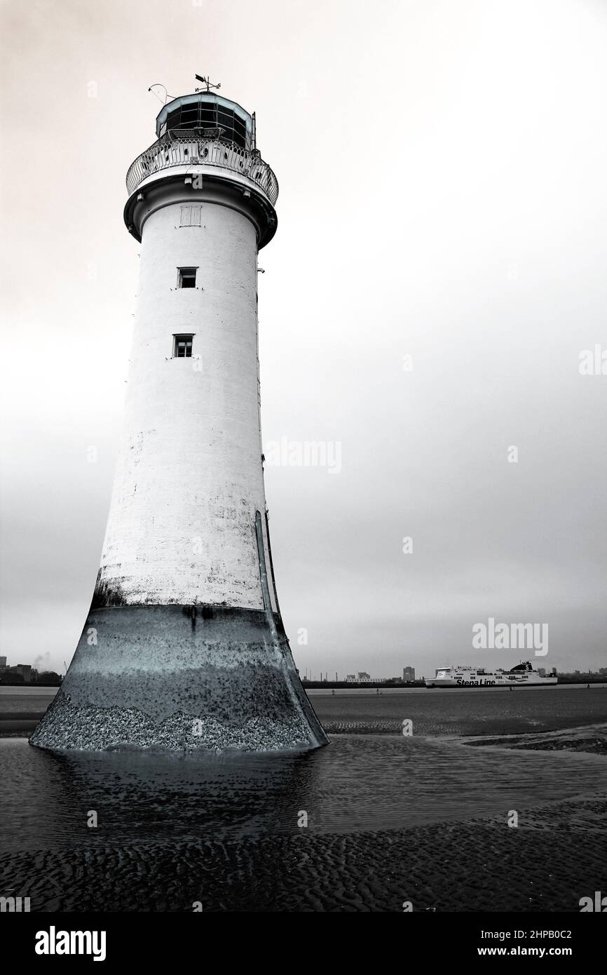 New Brighton Lighthouse, Wirral, Großbritannien Stockfoto