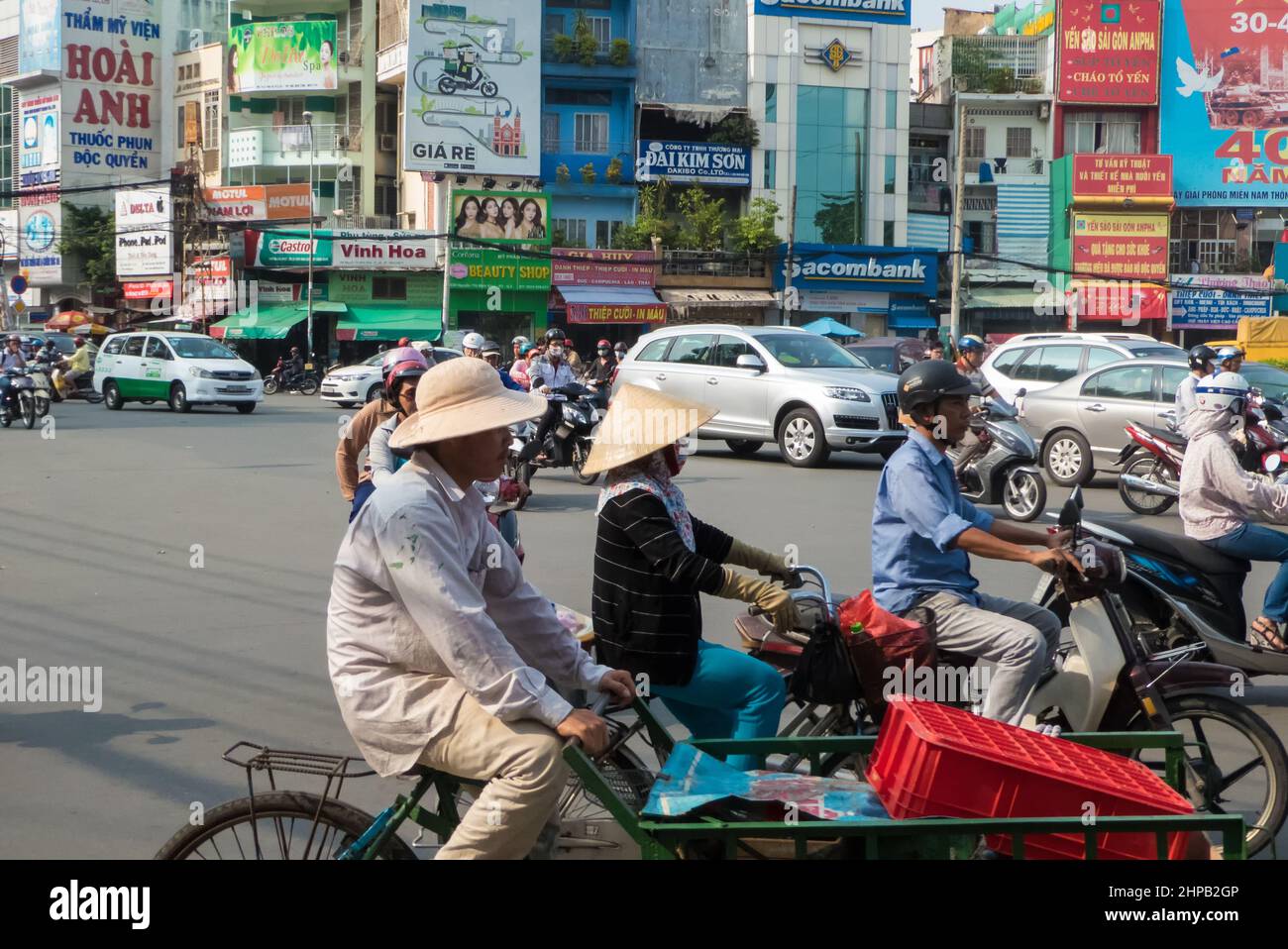 Verkehr, Ngã sáu Cộng hoà, Hồ Chí Minh Stadt, Vietnam Stockfoto