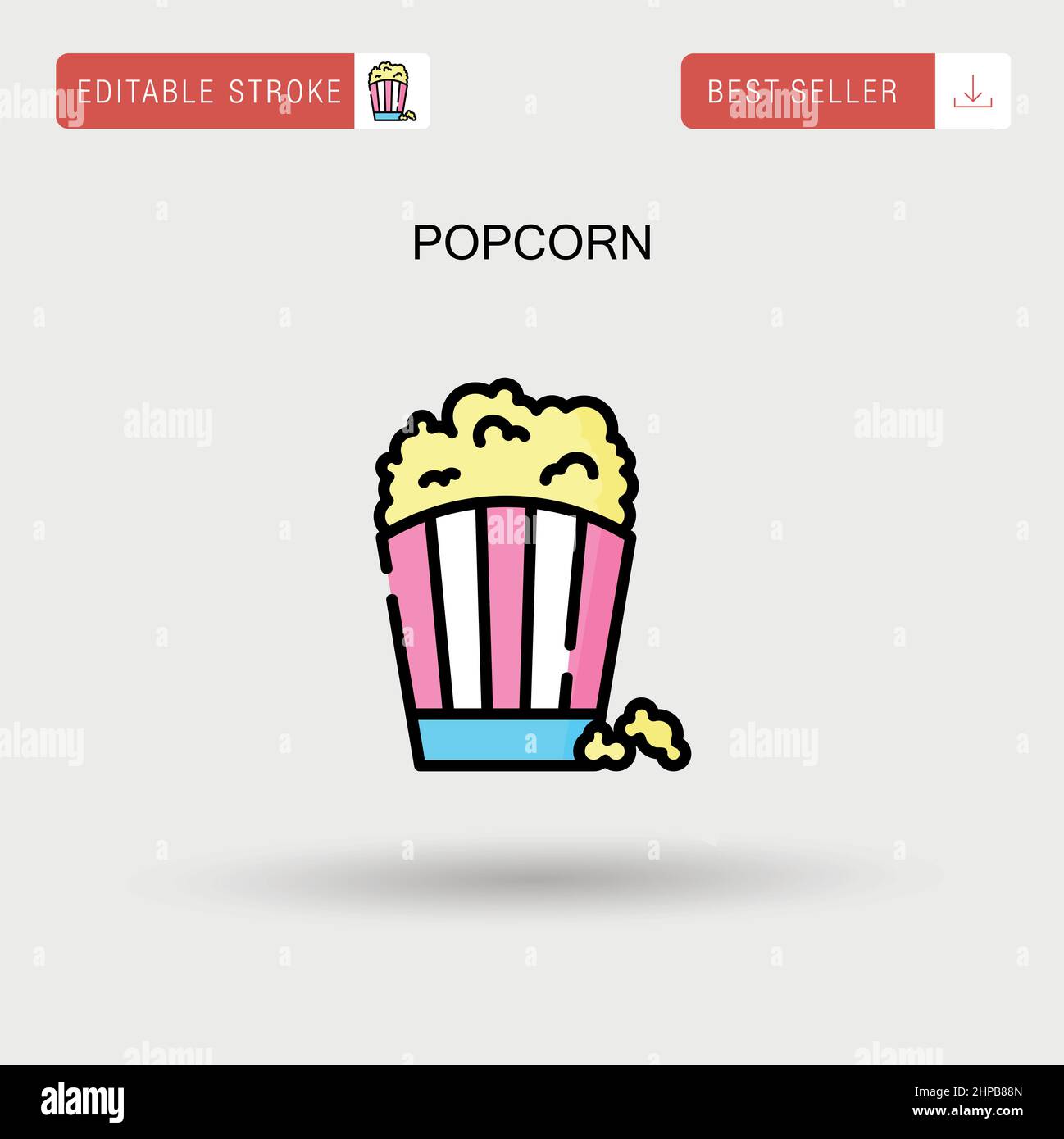 Einfaches Vektorsymbol Popcorn. Stock Vektor