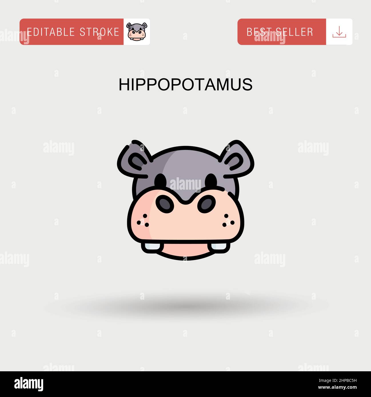 Einfaches Vektorsymbol für Hippopotamus. Stock Vektor