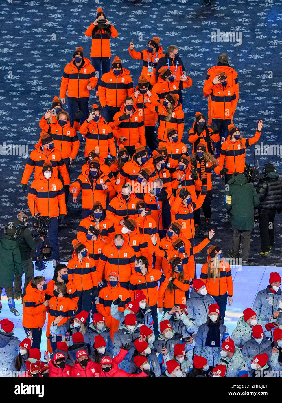PEKING, CHINA - 20. FEBRUAR: Team der Niederlande während der Abschlusszeremonie während der Olympischen Spiele 2022 in Peking im Nationalstadion am 20. Februar 2022 in Peking, China (Foto von Douwe Bijlsma/Orange Picturs) NOCNSF Stockfoto