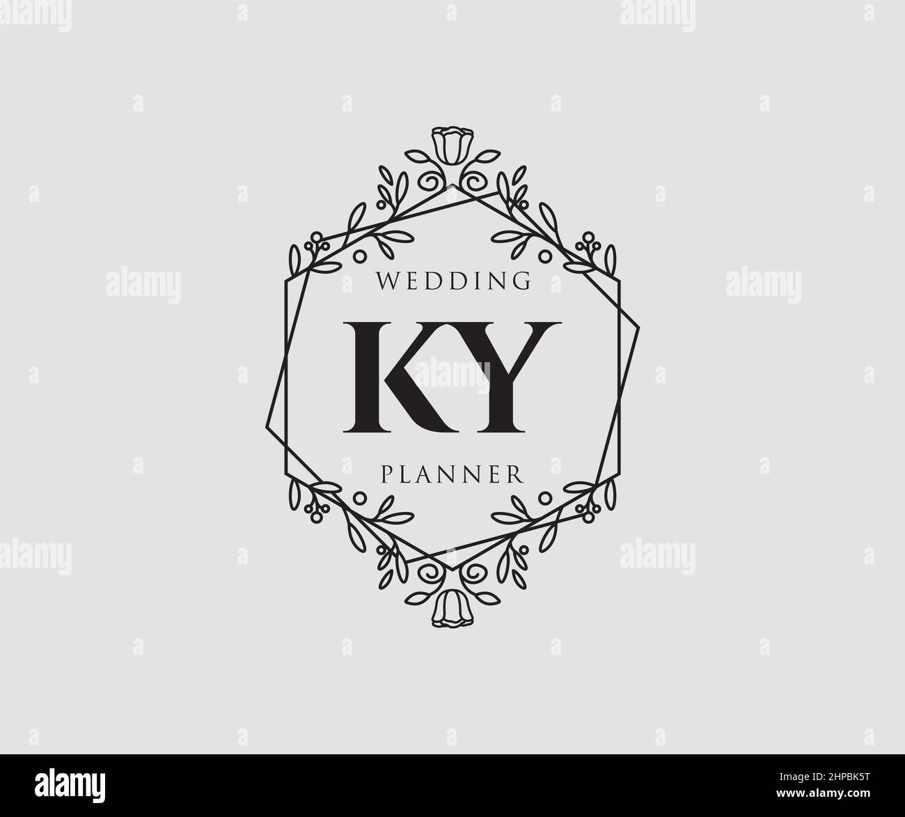 KY Initials Letter Hochzeit Monogram Logos Kollektion, handgezeichnete moderne minimalistische und florale Vorlagen für Einladungskarten, Save the Date, elegant Stock Vektor