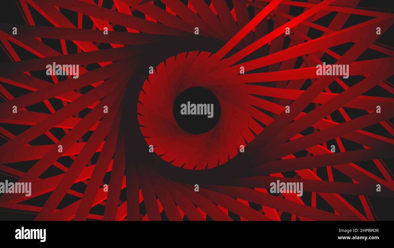 Moderne, gradient rote, abstrakte Linien auf schwarzem Hintergrund Stock Vektor