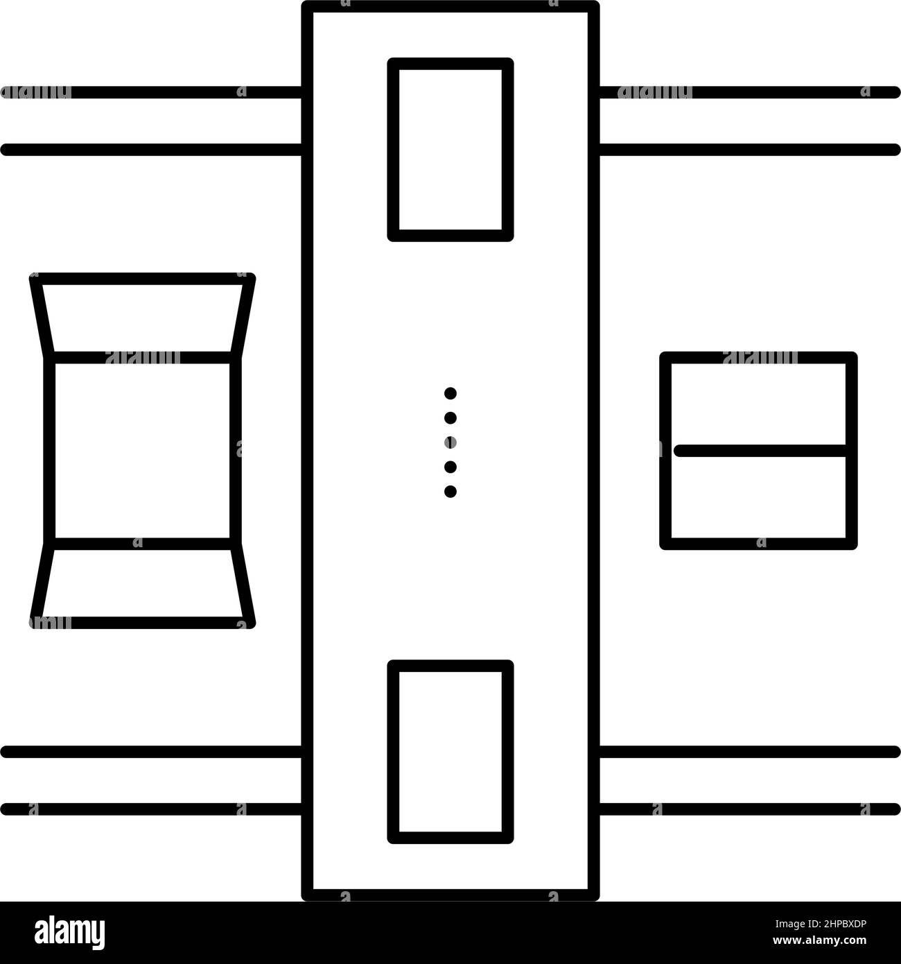 Maschine für geschlossene Boxen Linie Symbol Vektor-Illustration Stock Vektor