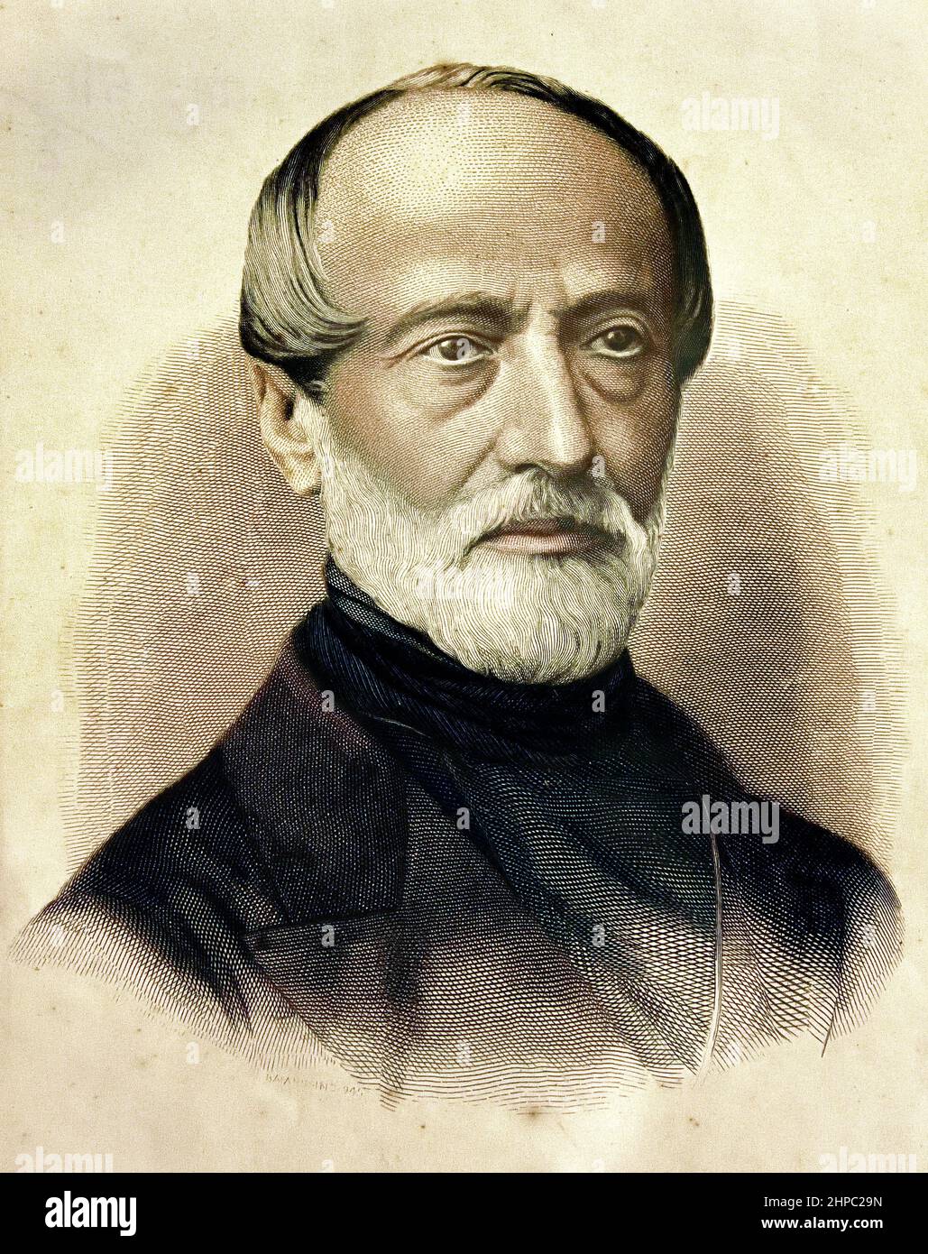 Porträt Giuseppe Mazzini vom Maler M. Baiardi, ( Giuseppe Mazzini 1805 – 1872 ) Italienisch, Politiker, Journalist, Aktivist, Revolutionen, Italien, Stockfoto