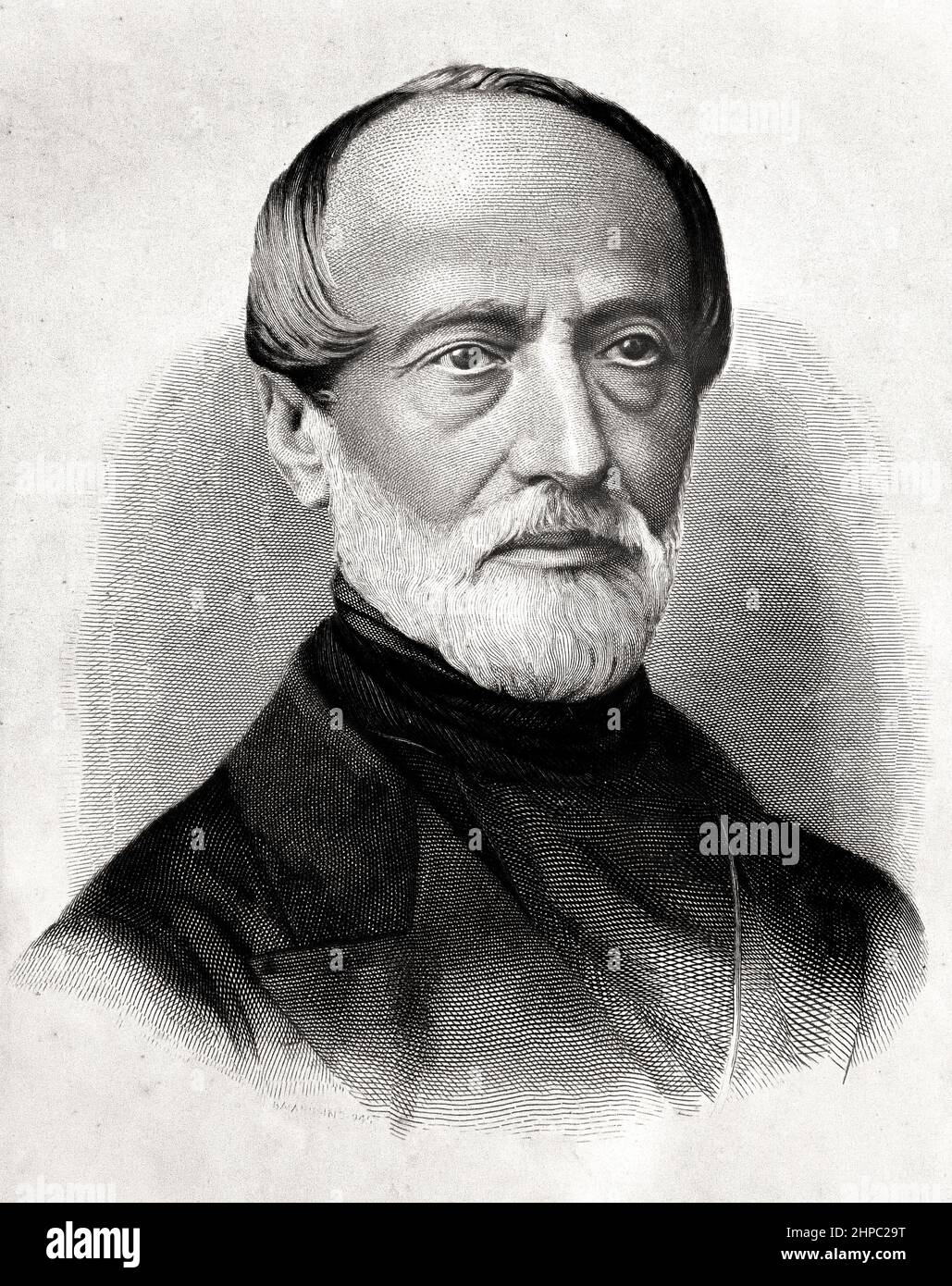 Porträt Giuseppe Mazzini vom Maler M. Baiardi, ( Giuseppe Mazzini 1805 – 1872 ) Italienisch, Politiker, Journalist, Aktivist, Revolutionen, Italien, Stockfoto