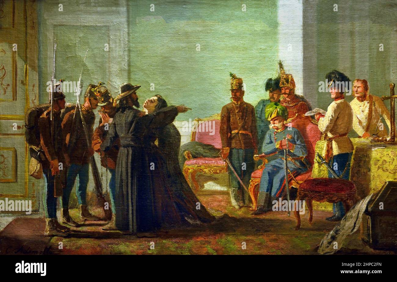 Ugo Bassi 1801-1849 vor dem österreichischen Militärgericht Italien, Italienisch, ( Vereinigung und Gründung des Königreichs Italien.) Stockfoto