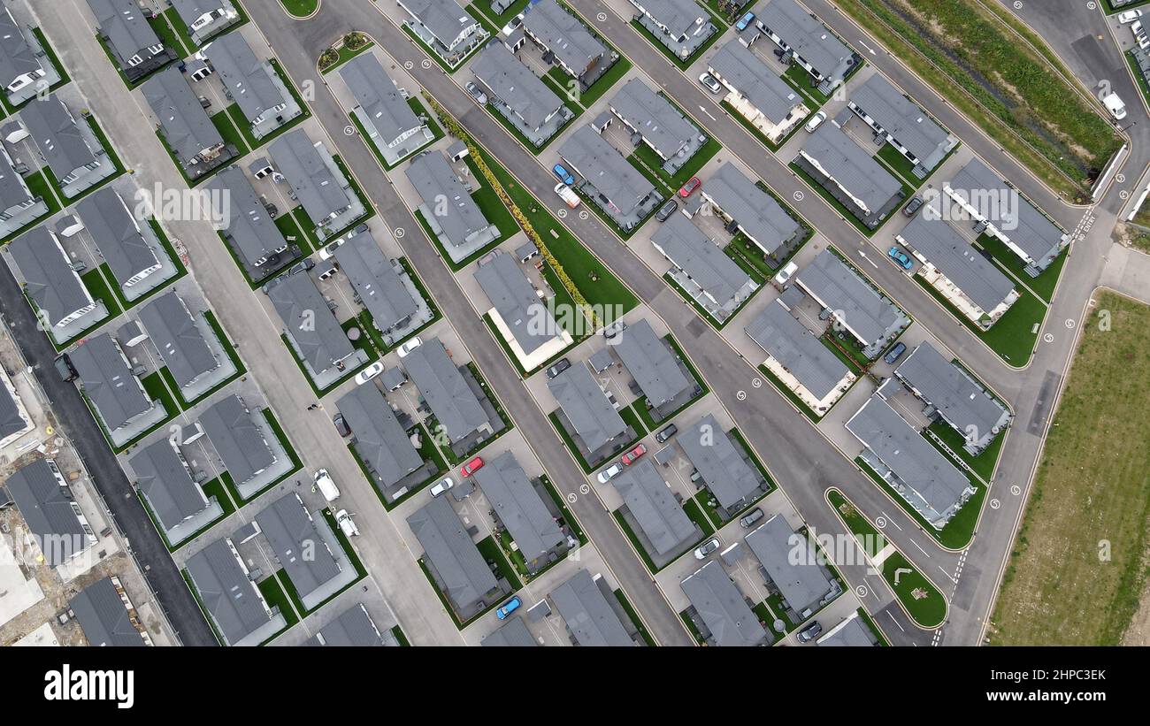 Thorney Bay Residential Caravan Park Canvey Island Essex UK Luftdrohnenansicht Stockfoto