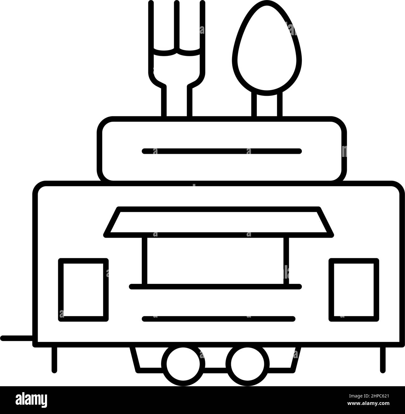 Street Food Anhänger Linie Symbol Vektor Illustration Stock Vektor