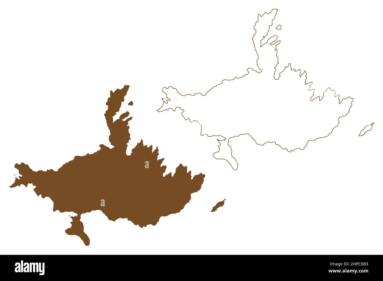 Poros Island (Hellenische Republik, Griechenland, Attika) Kartenvektordarstellung, Scribble-Skizze Poros-Karte Stock Vektor