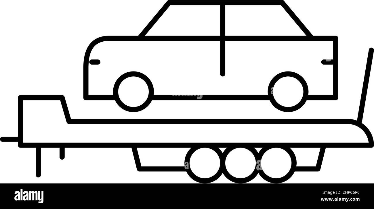 Auto Transport Anhänger Linie Symbol Vektor Illustration Stock Vektor