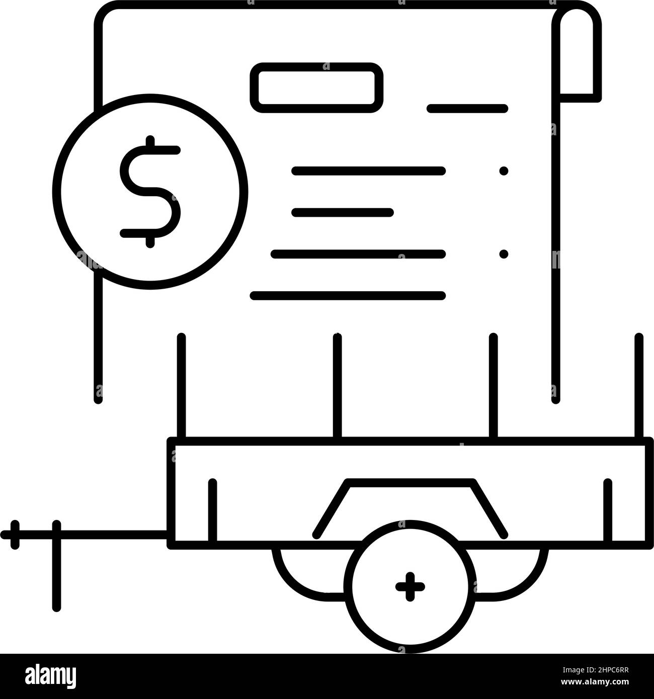 Miete Anhänger Vereinbarung Linie Symbol Vektor Illustration Stock Vektor