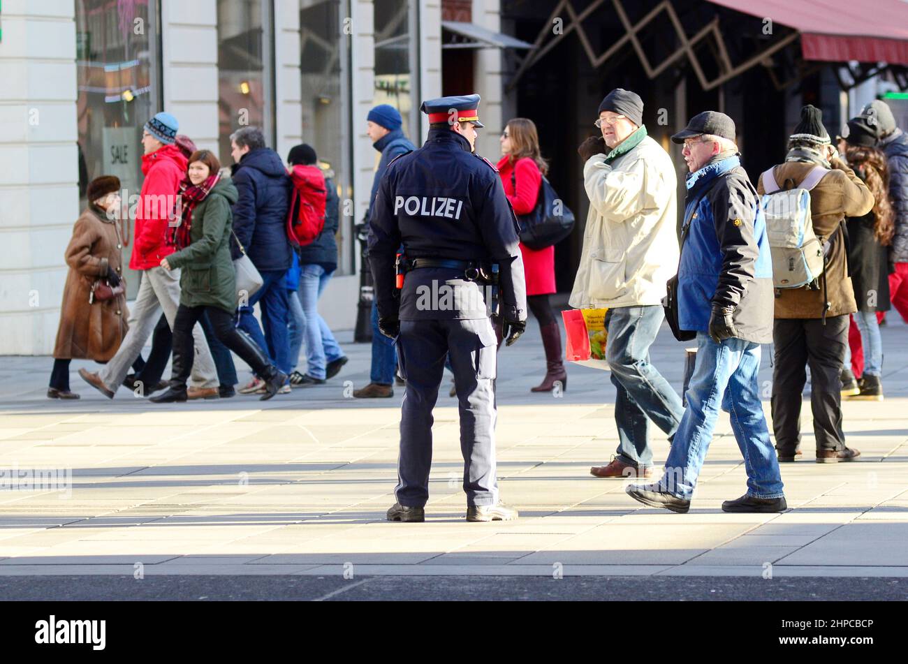 Wien. Österreich. 31. Dezember 2015. Terrorbedrohung am Silvesterpfad 2015/2016 in Wien. Massive Polizeipräsenz und Spezialeinheiten sichern die Innenstadt Stockfoto