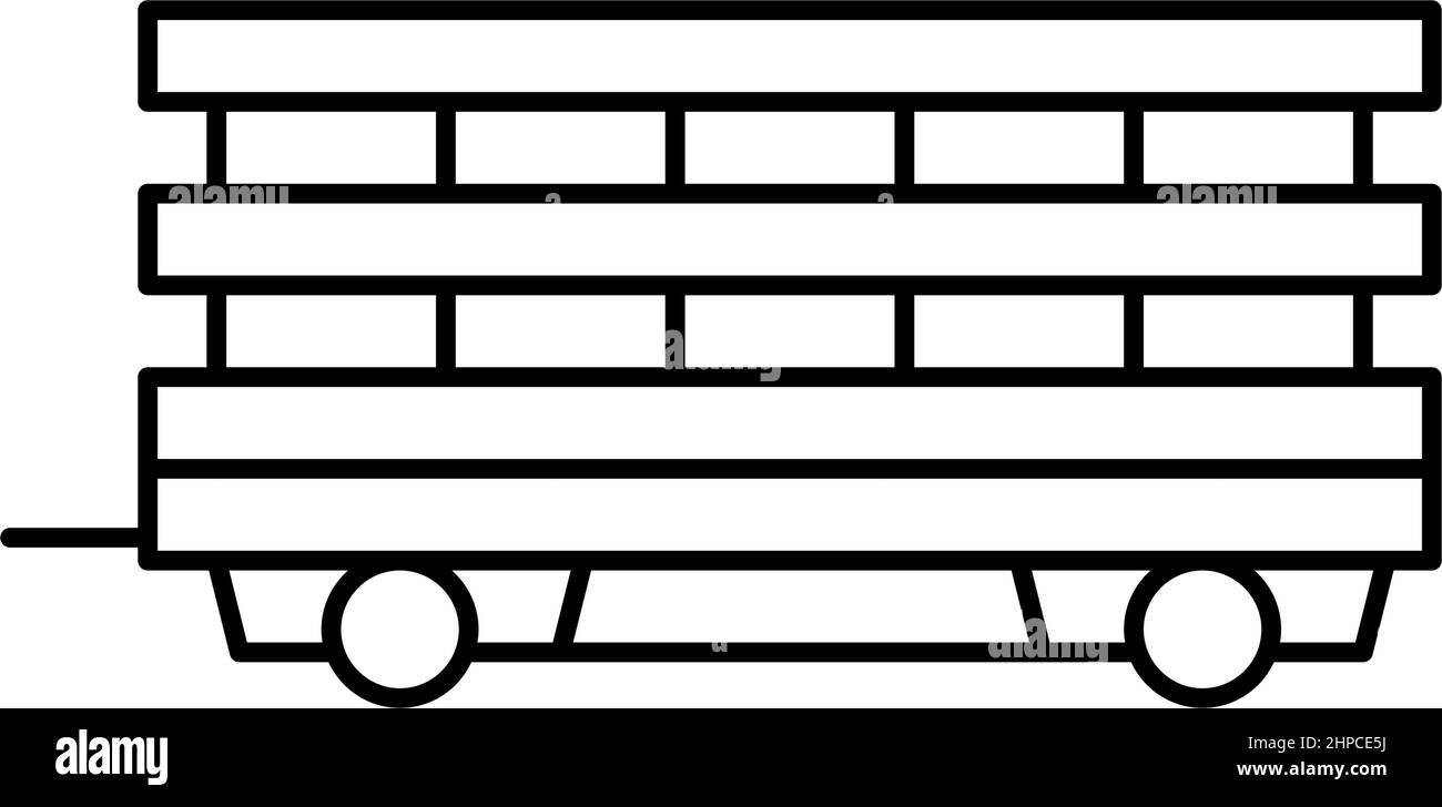 Bauernhof Produkte Transport Anhänger Linie Symbol Vektor Illustration Stock Vektor