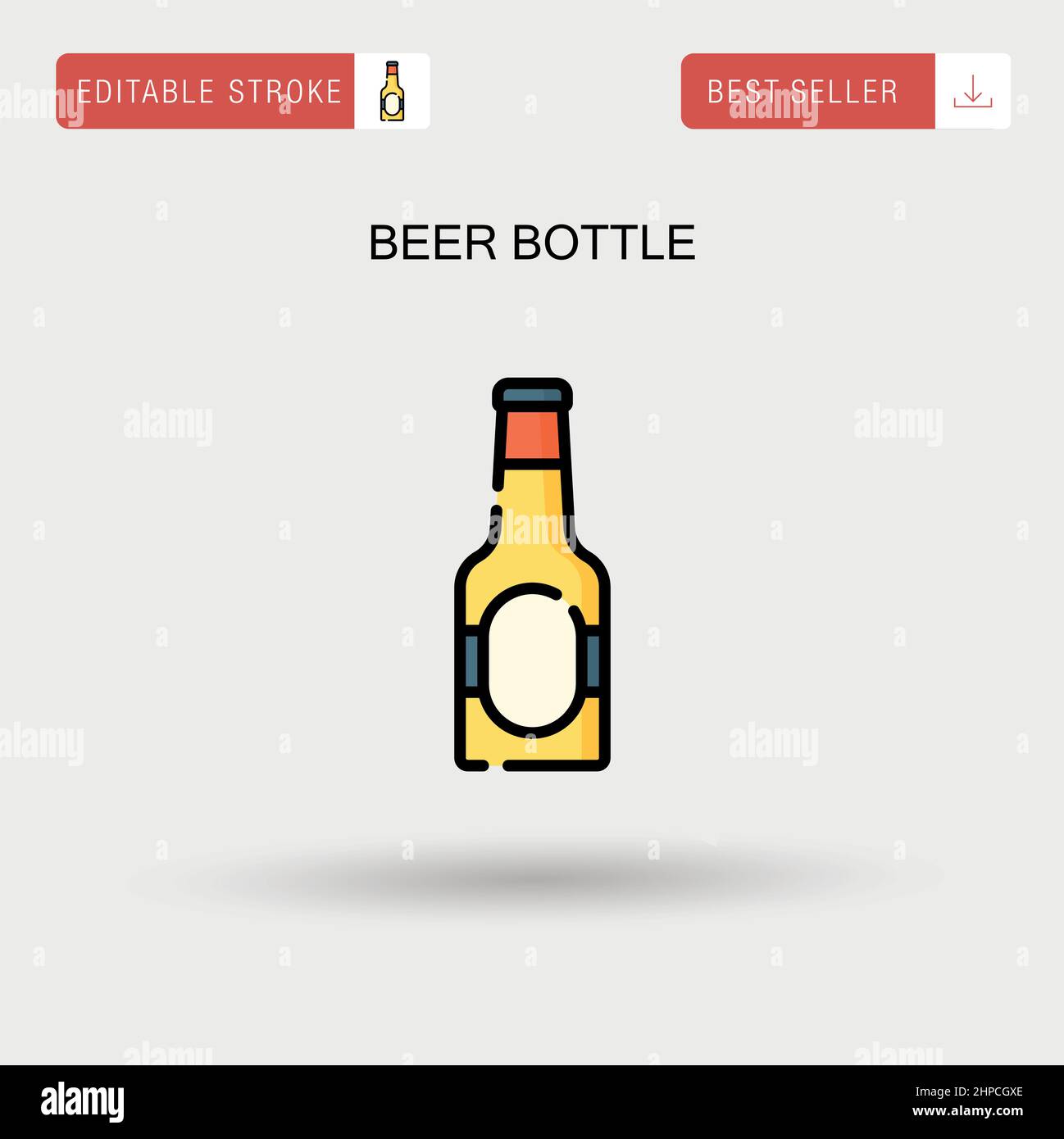 Einfaches Vektorsymbol für Bierflaschen. Stock Vektor
