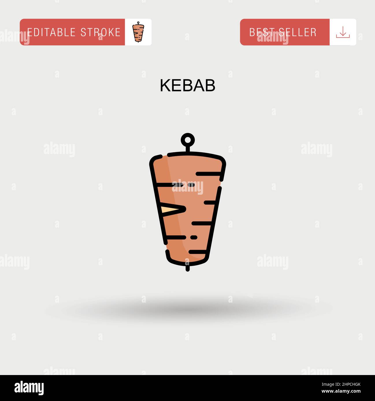 Einfaches Kebab-Vektorsymbol. Stock Vektor