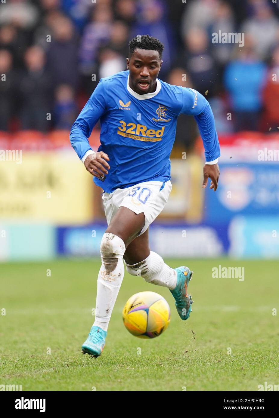 Rangers' Fashion Sakala in Aktion während des Cinch Premiership-Spiels im Tannadice Park, Dundee. Bilddatum: Sonntag, 20. Februar 2022. Stockfoto