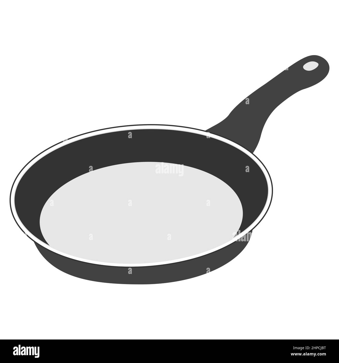 Bratpfanne isoliert auf weißem Hintergrund. Bratpfanne. Silhouette-Symbol. Küchenutensilien zum Kochen, Icon. Vektorgrafik Stock Vektor
