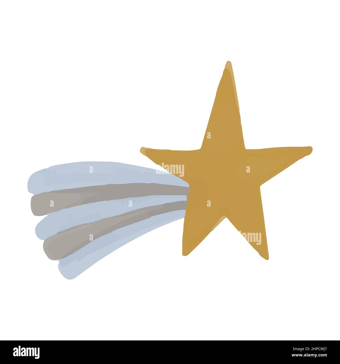 Raumobjekte handgezeichnet mit Aquarellen im Boho-Stil. Vektorgrafik. Stern mit Farben für Kinder-Design gemalt. Stock Vektor