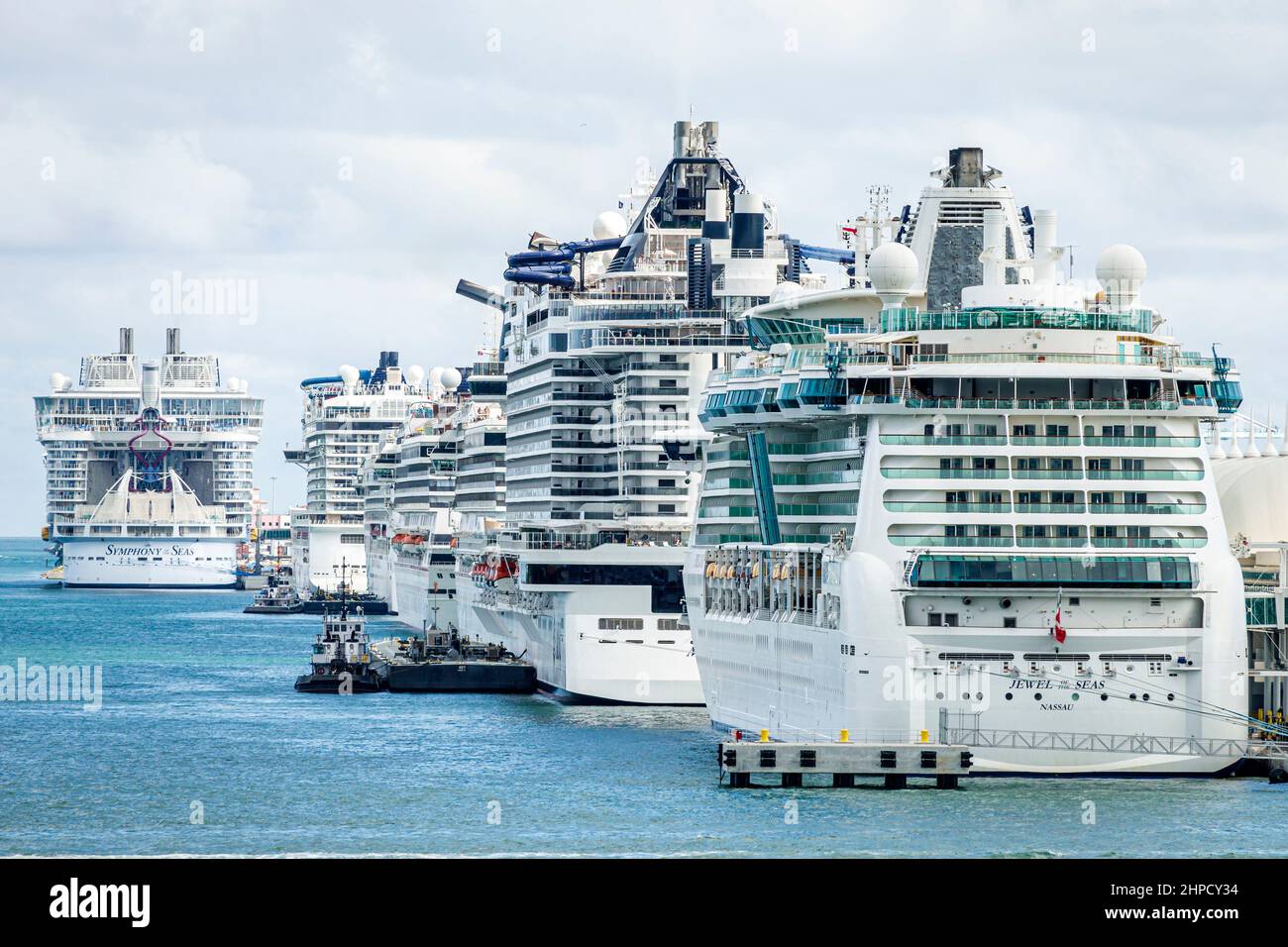 Miami Florida Hafen von Miami Kreuzschiffe dockten während der Coronavirus-Pandemie Covid-19 an Stockfoto