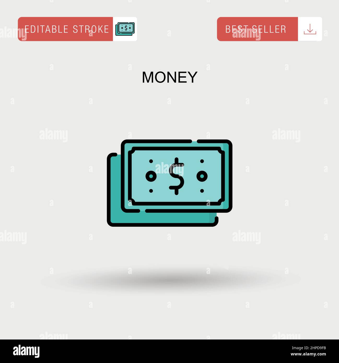 Einfaches Vektor-Symbol für Geld. Stock Vektor