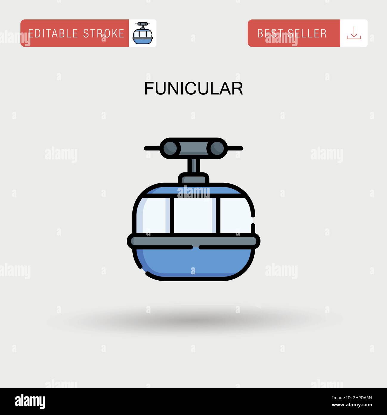 Einfaches Vektorsymbol für die Standseilbahn. Stock Vektor