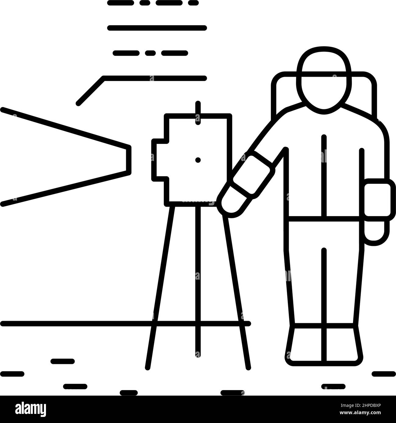 astronaut arbeitet mit Messgeräten Linie Symbol Vektor Illustration Stock Vektor