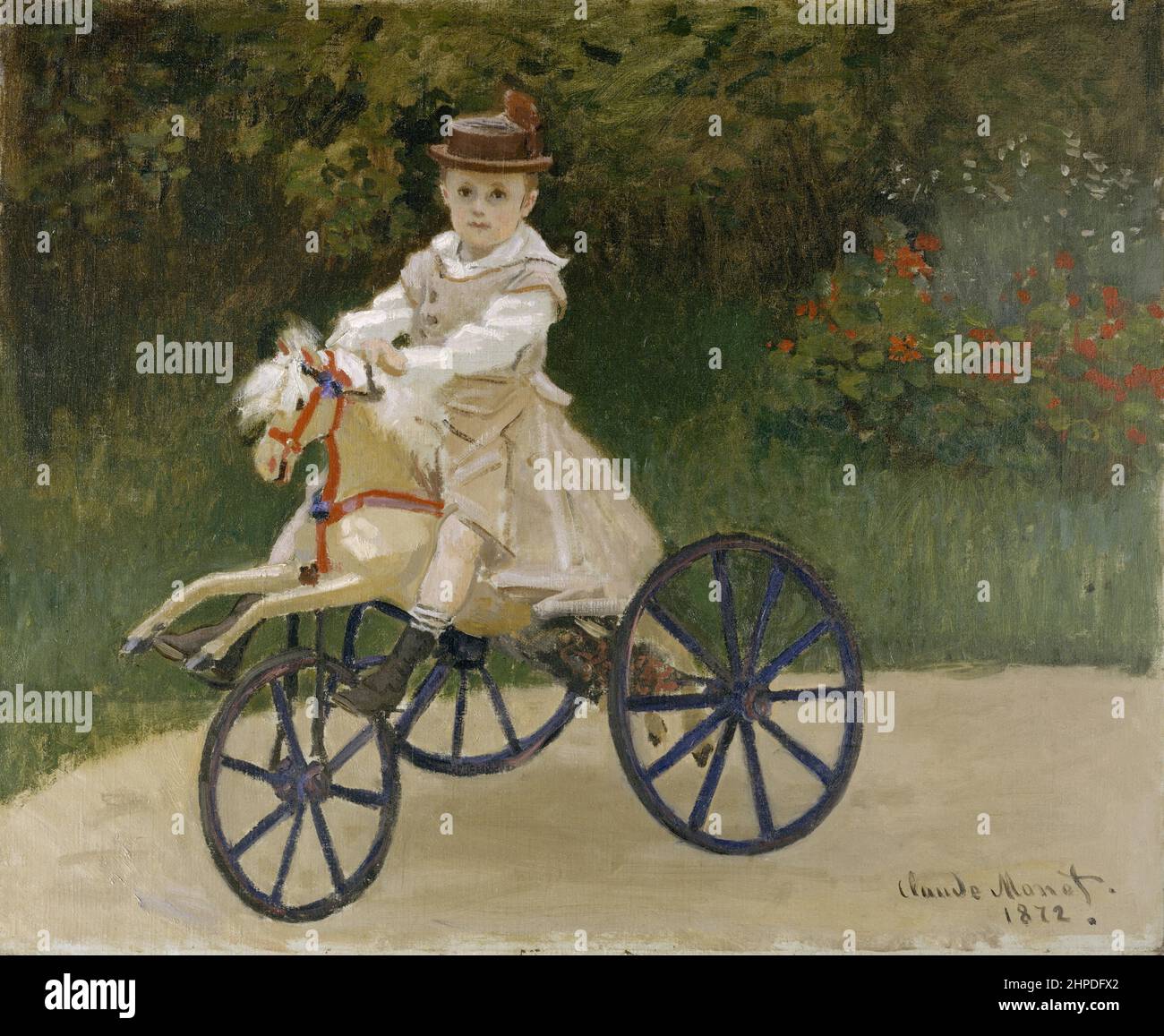 Titel: Jean Monet über sein Hobby-Pferd Schöpfer: Claude Monet Datum: 1872 Maße: 60,6 x 74,3 cm Medium: Öl auf Leinwand Ort: Das Metropolitan Museum of Art Stockfoto