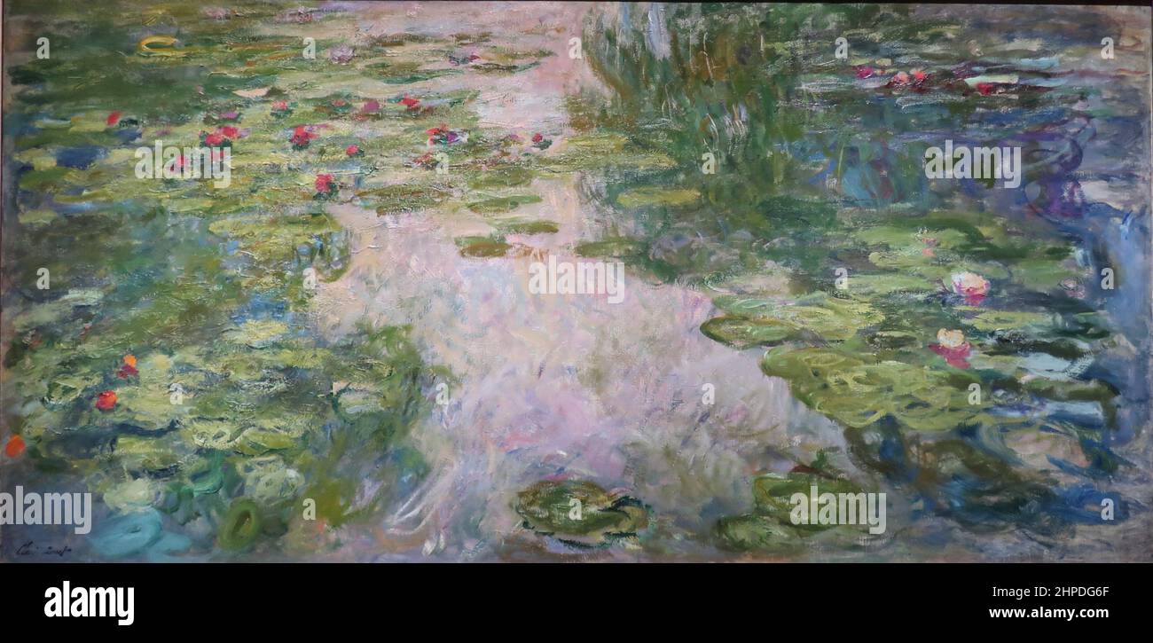 Titel: Seerosen Schöpfer: Claude Monet Datum: 1919 Maße: 101 x 200 cm Medium: Öl auf Leinwand Ort: Das Metropolitan Museum of Art Stockfoto