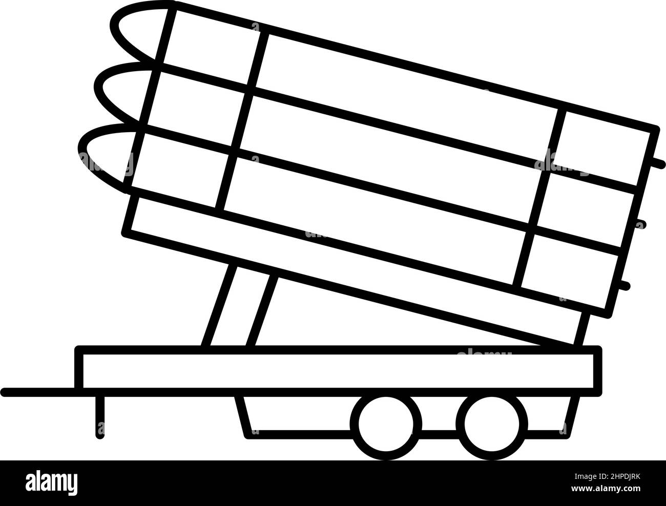 Raketen Transport Anhänger Linie Symbol Vektor Illustration Stock Vektor