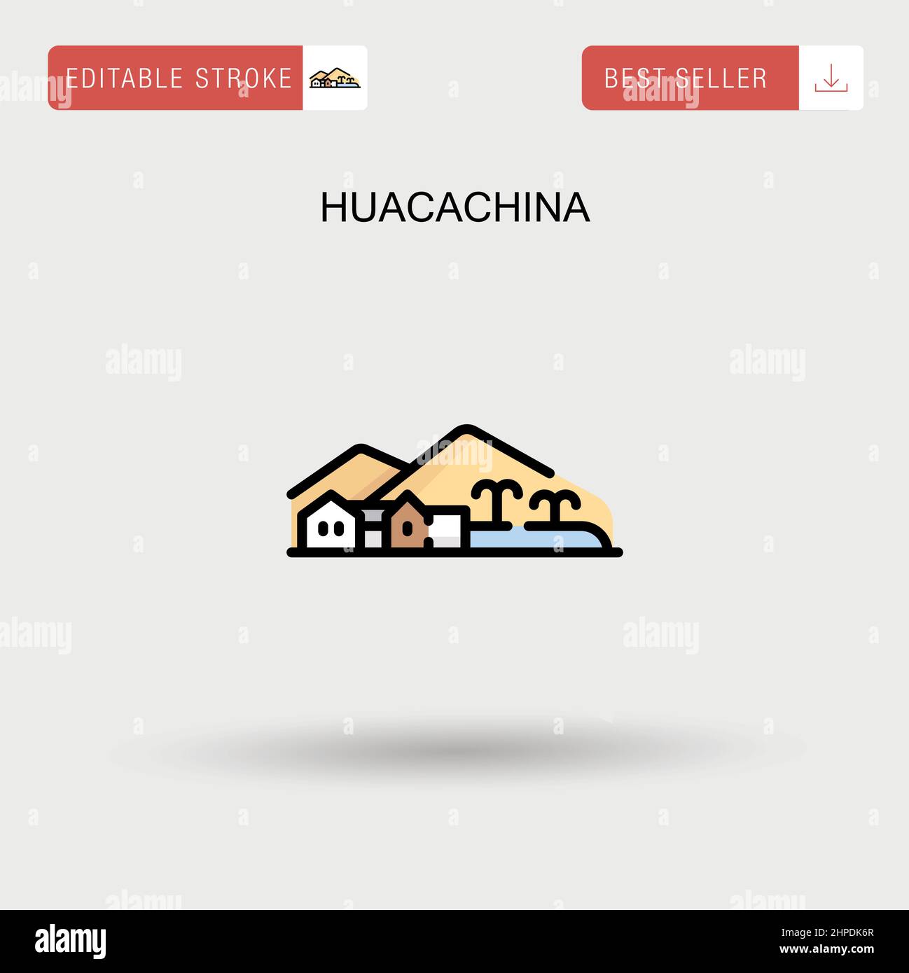 Einfaches Vektor-Symbol von Huacachina. Stock Vektor