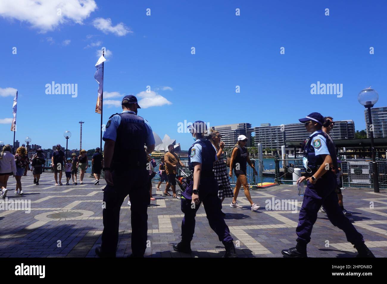Die Polizei am Circular Quay am Australia Day am Beat Stockfoto